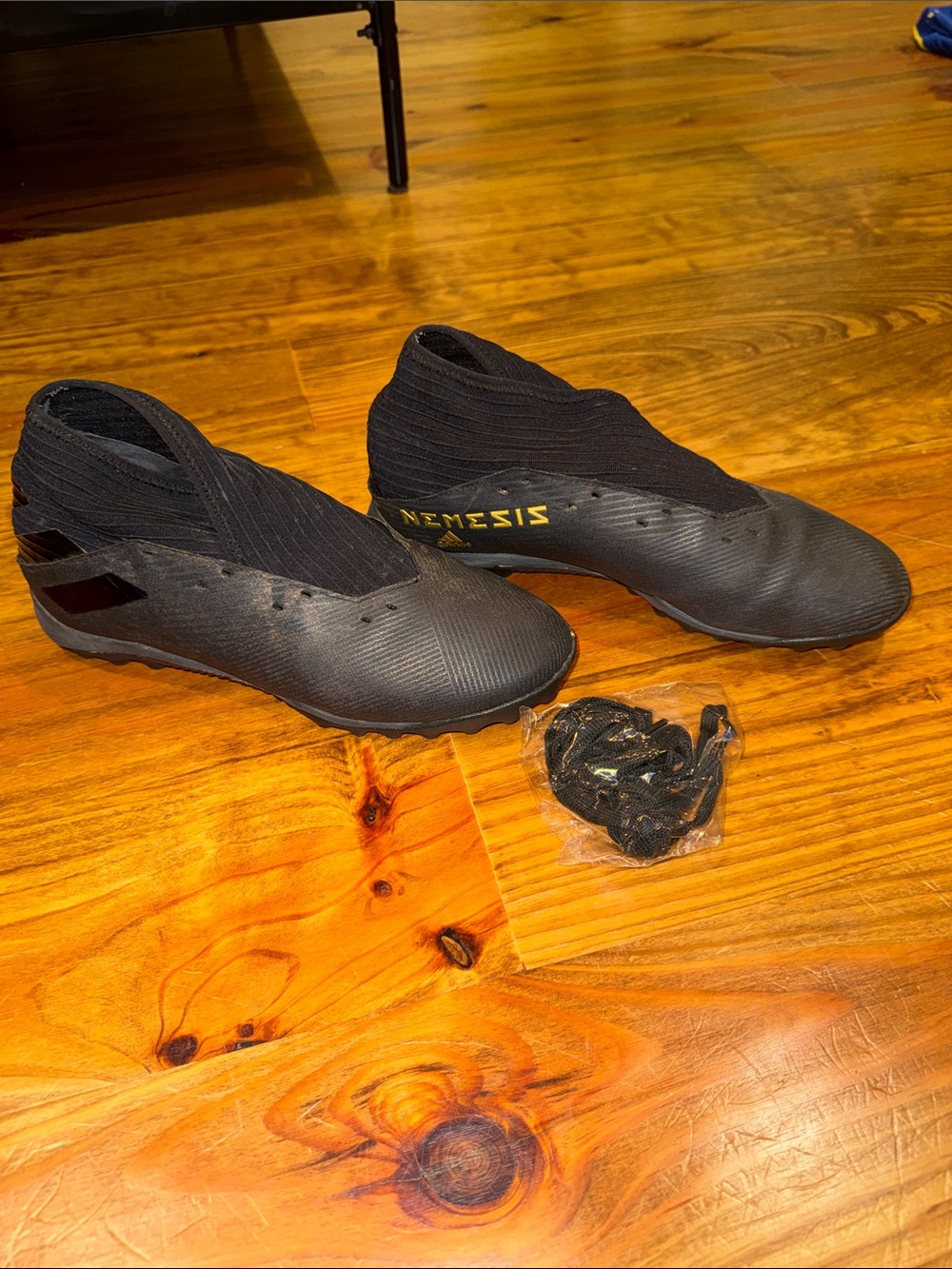 adidas Nemesis Men’s Soccer Shoes - Black with Gold Accent